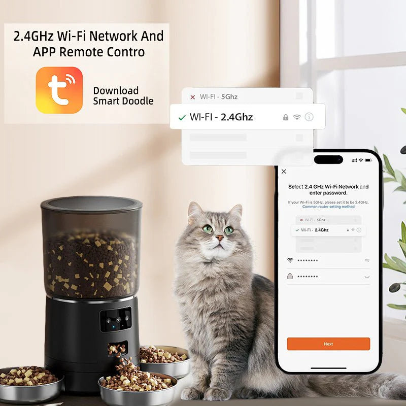 HEYBO Smart Cat Feeder – App-Controlled with 3 Independent Bowls