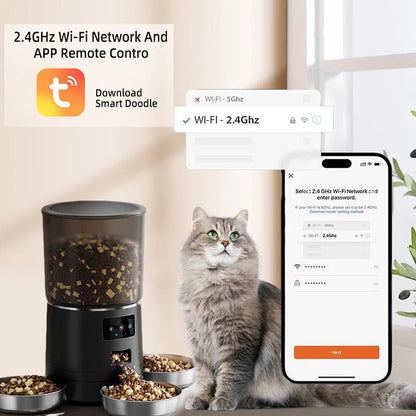 HEYBO Smart Cat Feeder – App-Controlled with 3 Independent Bowls