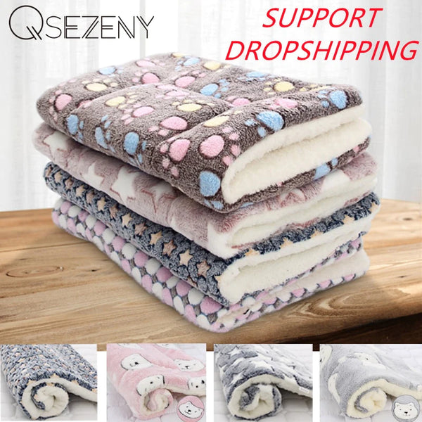 Cozy Soft Flannel Pet Blanket & Bed Mat - Thick Fleece Cushion for Dogs & Cats, Perfect for Home & Sofa!