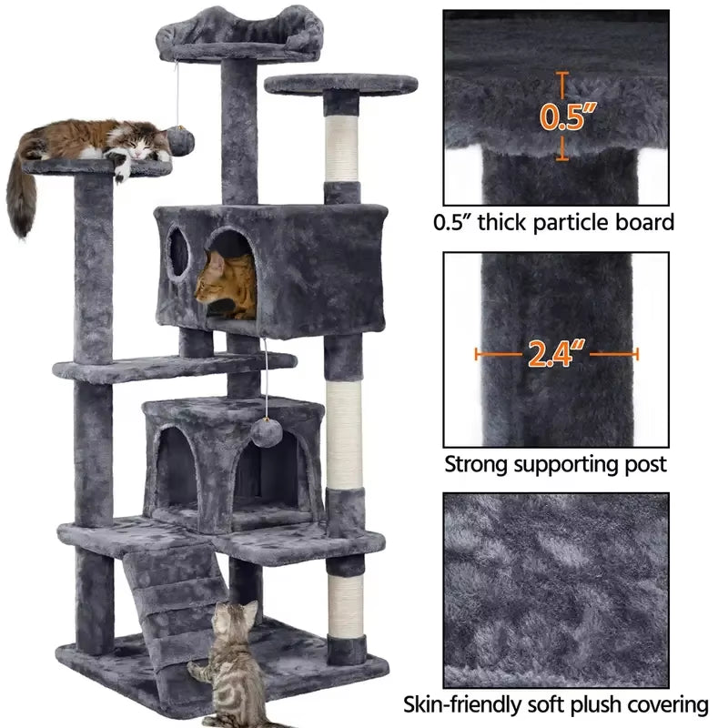 Large Cat House for for Kittens & Cat Tree Cat Tower Condo with 2 Condos Scratching Posts Large Cat House for for Kittens & Cats