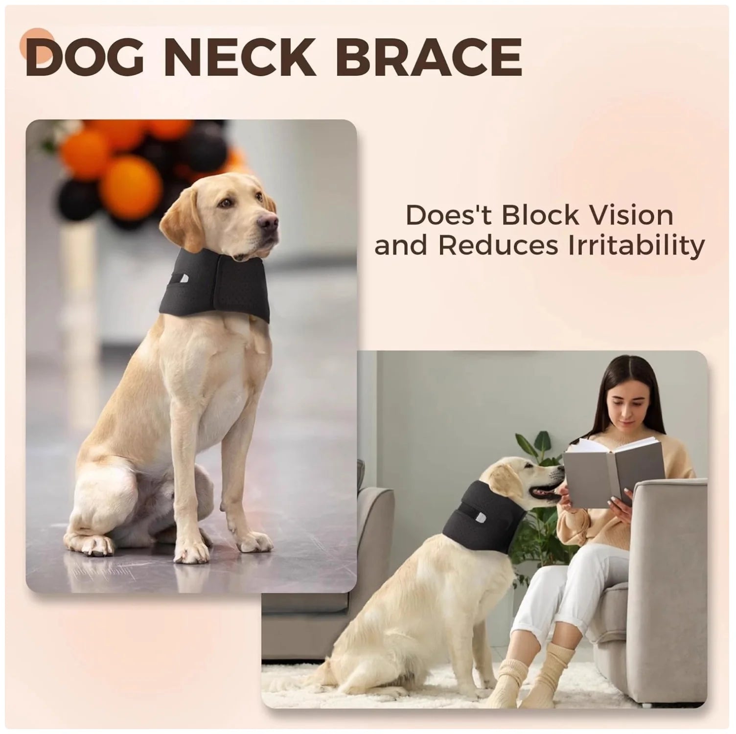 Dog Neck Support Collar - Comfortable Recovery Solution Alternative to Traditional Plastic Cones