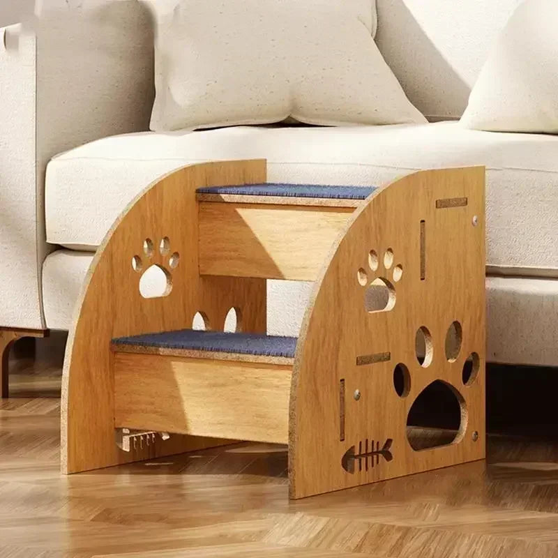 Wooden Pet Stairs for High Beds – Non-Slip Steps for Dogs & Cats
