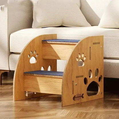 Wooden Pet Stairs for High Beds – Non-Slip Steps for Dogs & Cats