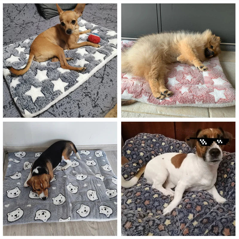 Cozy Soft Flannel Pet Blanket & Bed Mat - Thick Fleece Cushion for Dogs & Cats, Perfect for Home & Sofa!