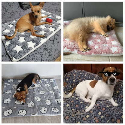 Cozy Soft Flannel Pet Blanket & Bed Mat - Thick Fleece Cushion for Dogs & Cats, Perfect for Home & Sofa!