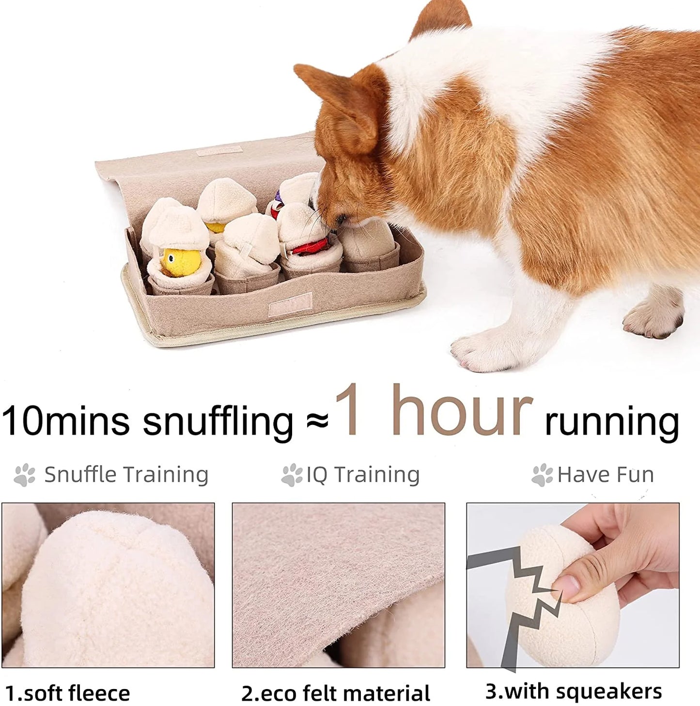 ATUBAN Snuffle Mat for Dogs – Interactive Slow Feeder with Squeaky Egg Toys