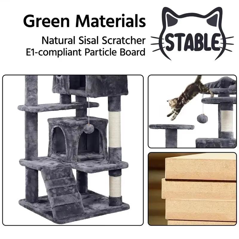 Large Cat House for for Kittens & Cat Tree Cat Tower Condo with 2 Condos Scratching Posts Large Cat House for for Kittens & Cats