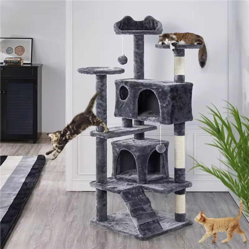 Large Cat House for for Kittens & Cat Tree Cat Tower Condo with 2 Condos Scratching Posts Large Cat House for for Kittens & Cats