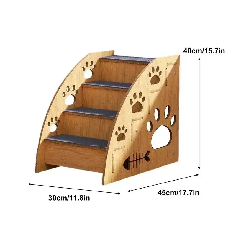 Non-Slip Wooden Pet Stairs – Steps for High Beds & Couches