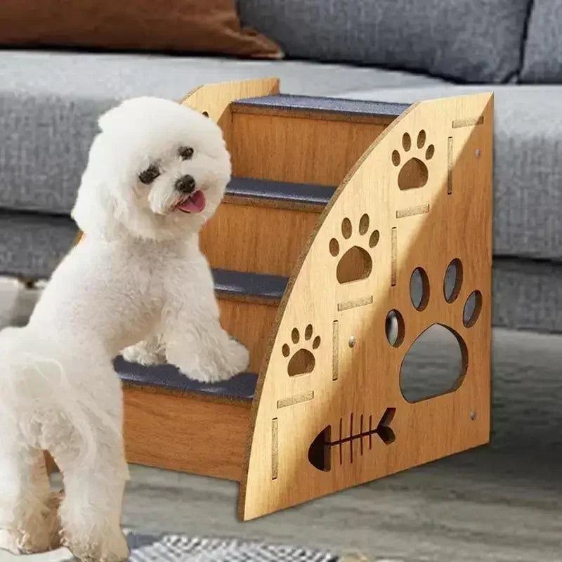 Non-Slip Wooden Pet Stairs – Steps for High Beds & Couches