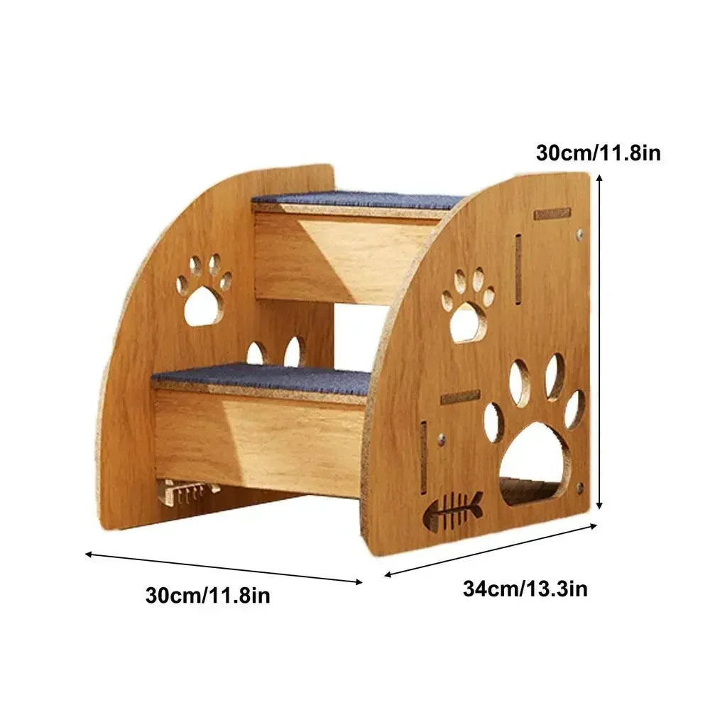 Wooden Pet Stairs for High Beds – Non-Slip Steps for Dogs & Cats