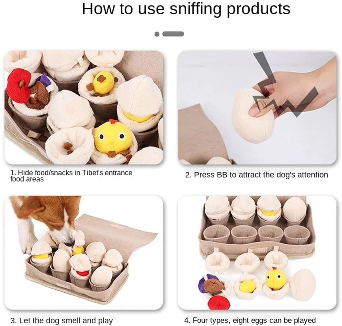 ATUBAN Snuffle Mat for Dogs – Interactive Slow Feeder with Squeaky Egg Toys