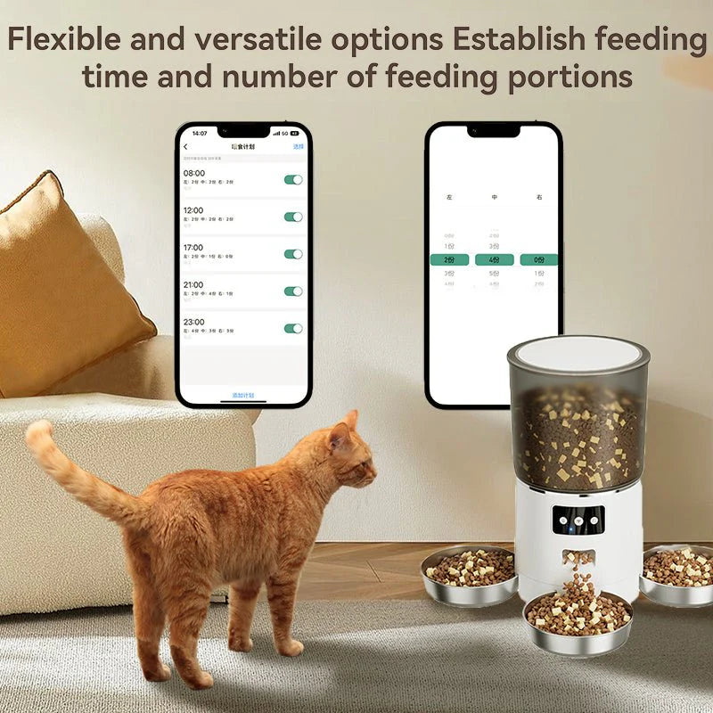 HEYBO Smart Cat Feeder – App-Controlled with 3 Independent Bowls