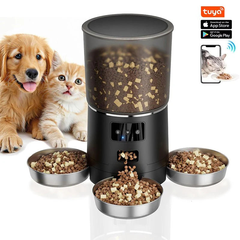 HEYBO Smart Cat Feeder – App-Controlled with 3 Independent Bowls