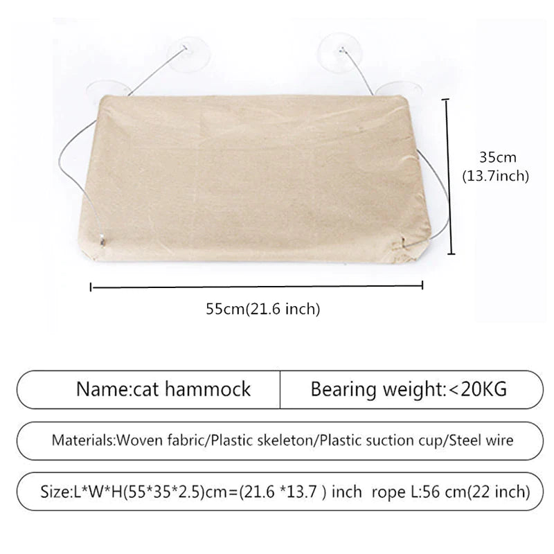 Premium Aerial Cat Bed Hammock - Window Seat Climbing Frame for Cats, Supports Up to 20kg